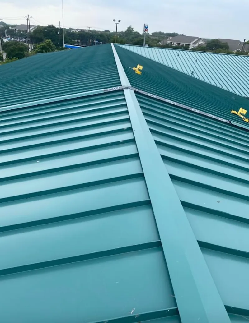 Green commercial metal roof ridge and valley for Metal Roof Repair in Charlotte